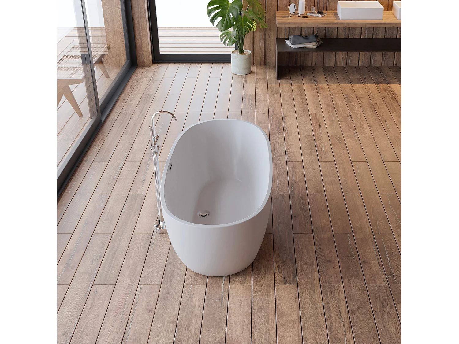 Baignoire Ilot Samba 170 blanche 170 x79 x58 cm, by SPALINA