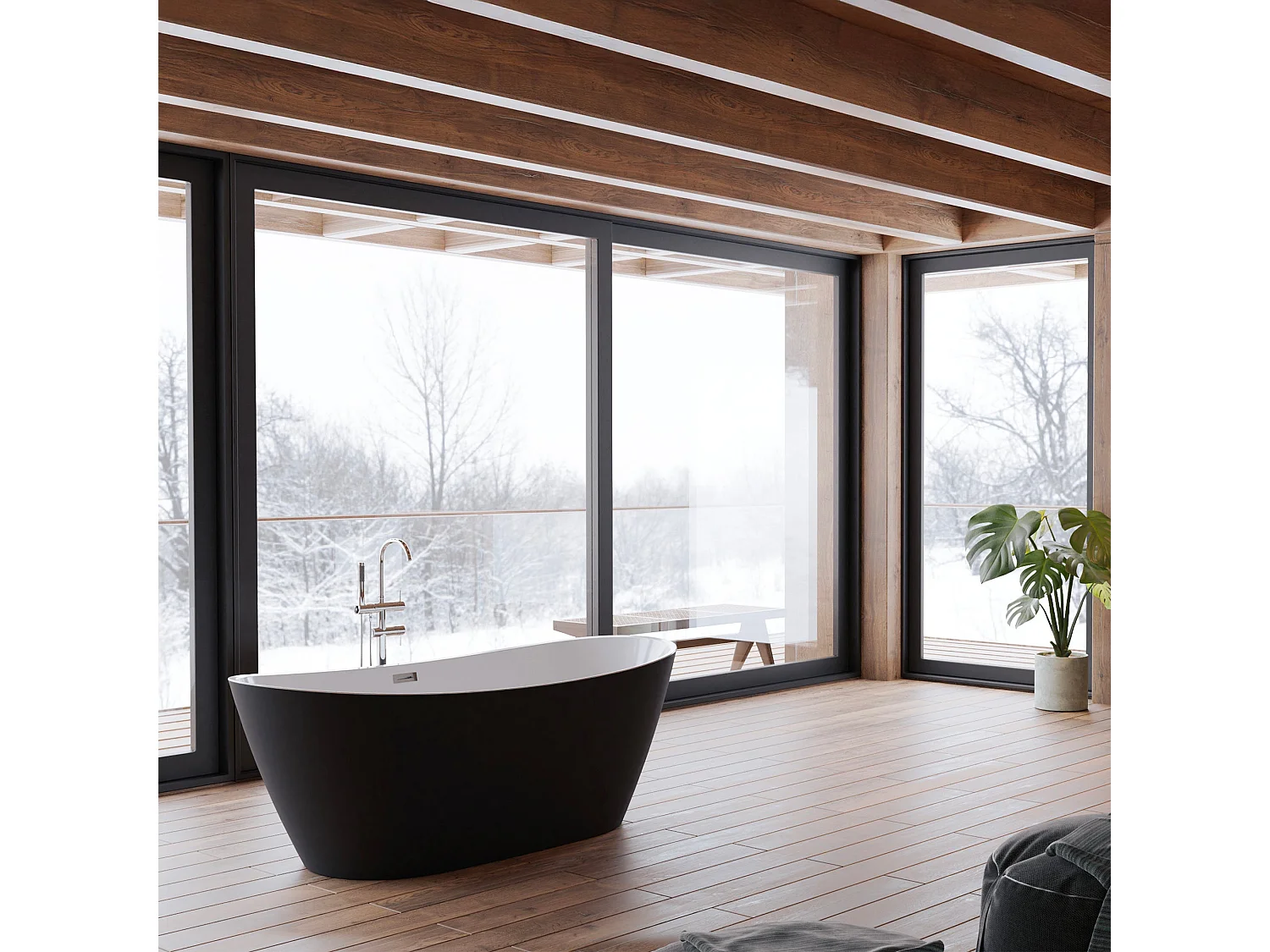 Baignoire Ilot Venecia 170 noire 170  x80  x57  cm, by SPALINA