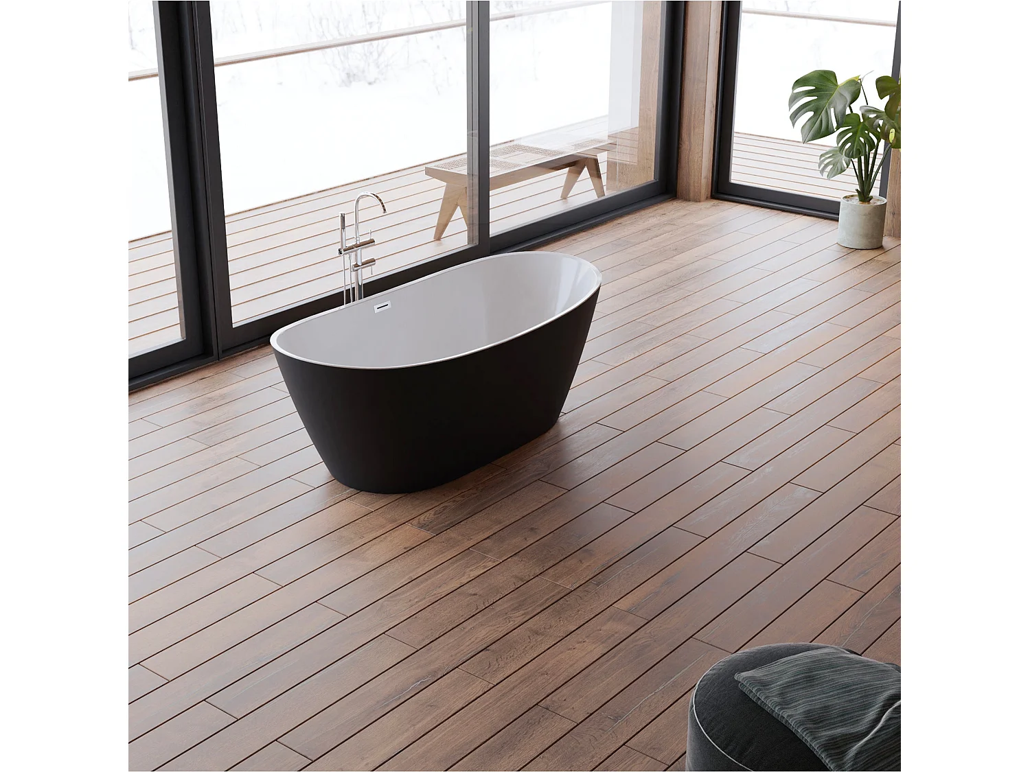 Baignoire Ilot Venecia 170 noire 170  x80  x57  cm, by SPALINA