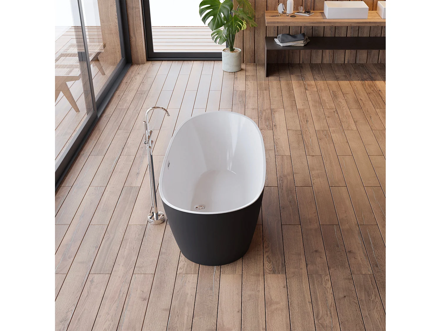 Baignoire Ilot Venecia 170 noire 170  x80  x57  cm, by SPALINA