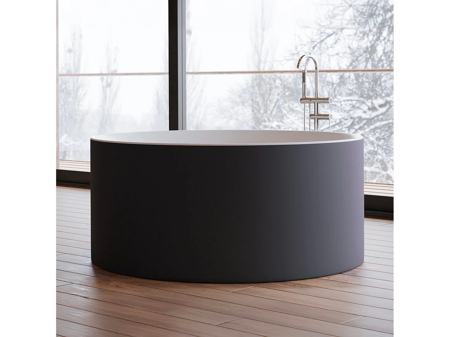 Baignoire Ilot Loom 2.0 130 noire 130  x130  x58  cm, by SPALINA