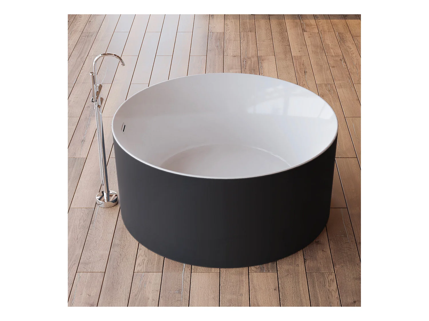 Baignoire Ilot Loom 2.0 130 noire 130  x130  x58  cm, by SPALINA
