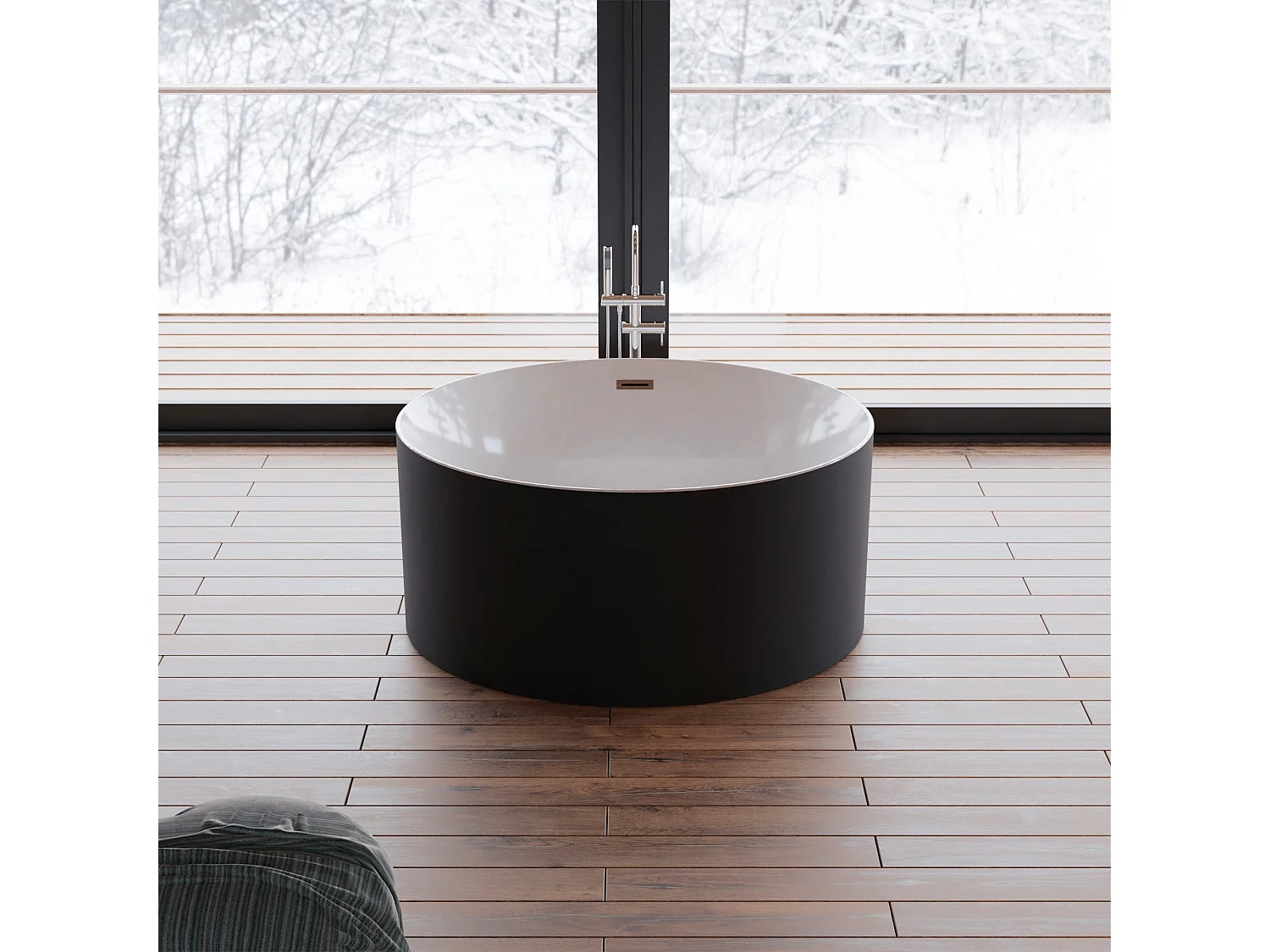 Baignoire Ilot Loom 2.0 130 noire 130  x130  x58  cm, by SPALINA