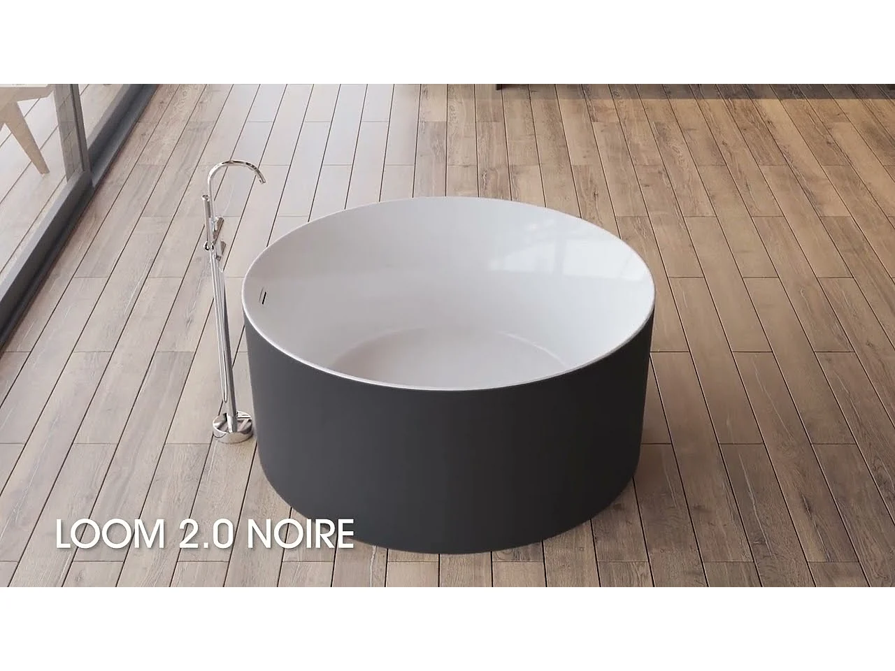 Baignoire Ilot Loom 2.0 130 noire 130  x130  x58  cm, by SPALINA