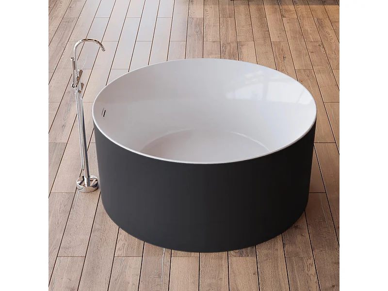 Baignoire Ilot Loom 2.0 130 noire 130  x130  x58  cm, by SPALINA