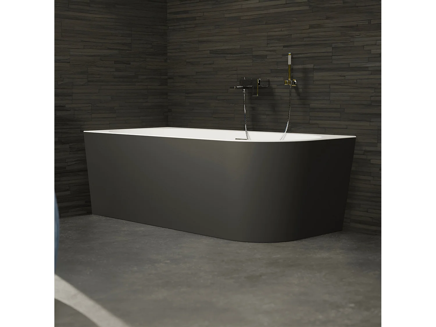 Baignoire Ilot Capri 180 gauche noire 180  x81  x58  cm, by SPALINA