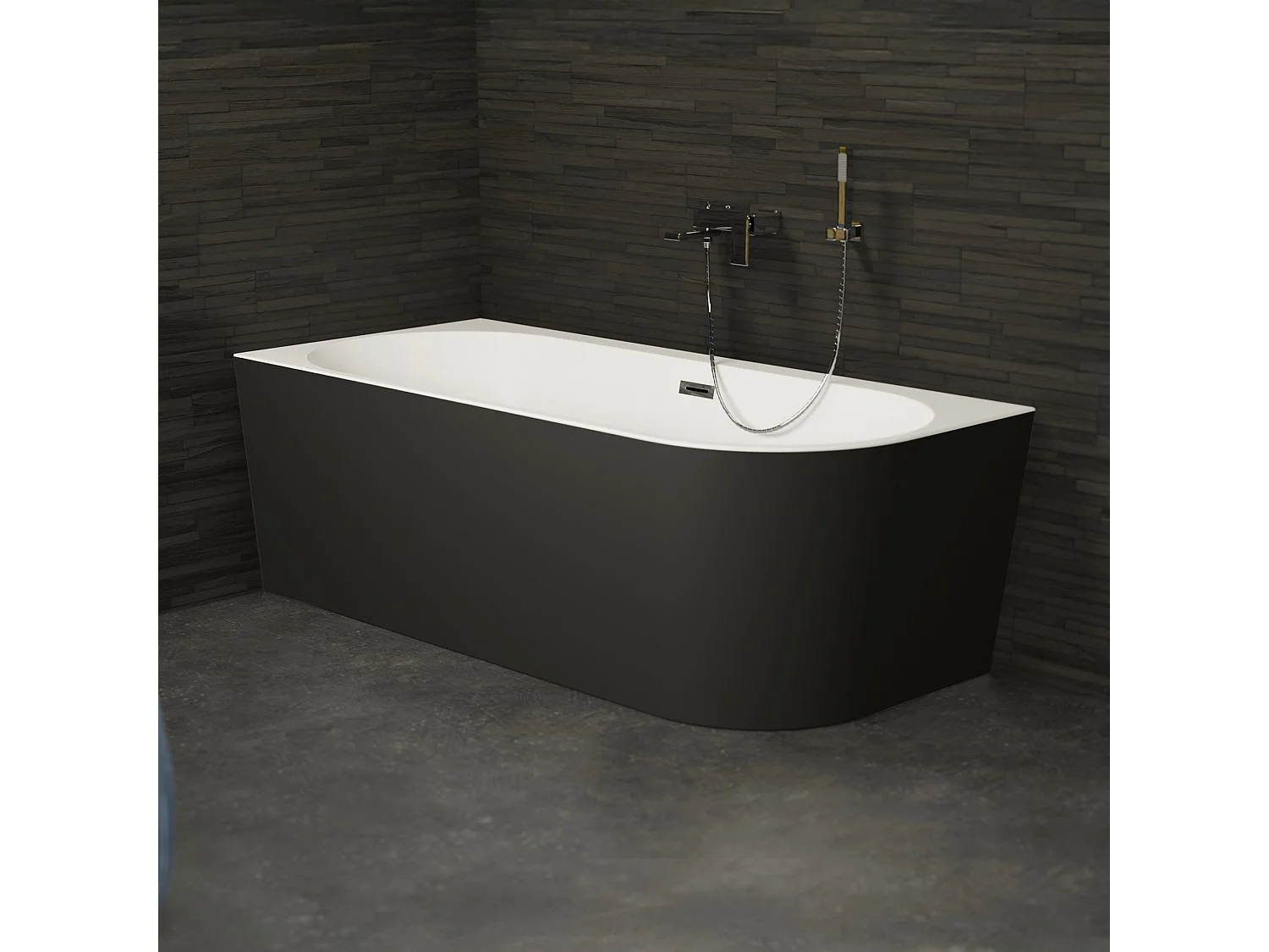 Baignoire Ilot Capri 180 gauche noire 180  x81  x58  cm, by SPALINA