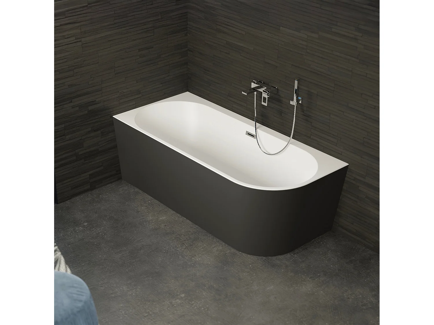 Baignoire Ilot Capri 180 gauche noire 180  x81  x58  cm, by SPALINA