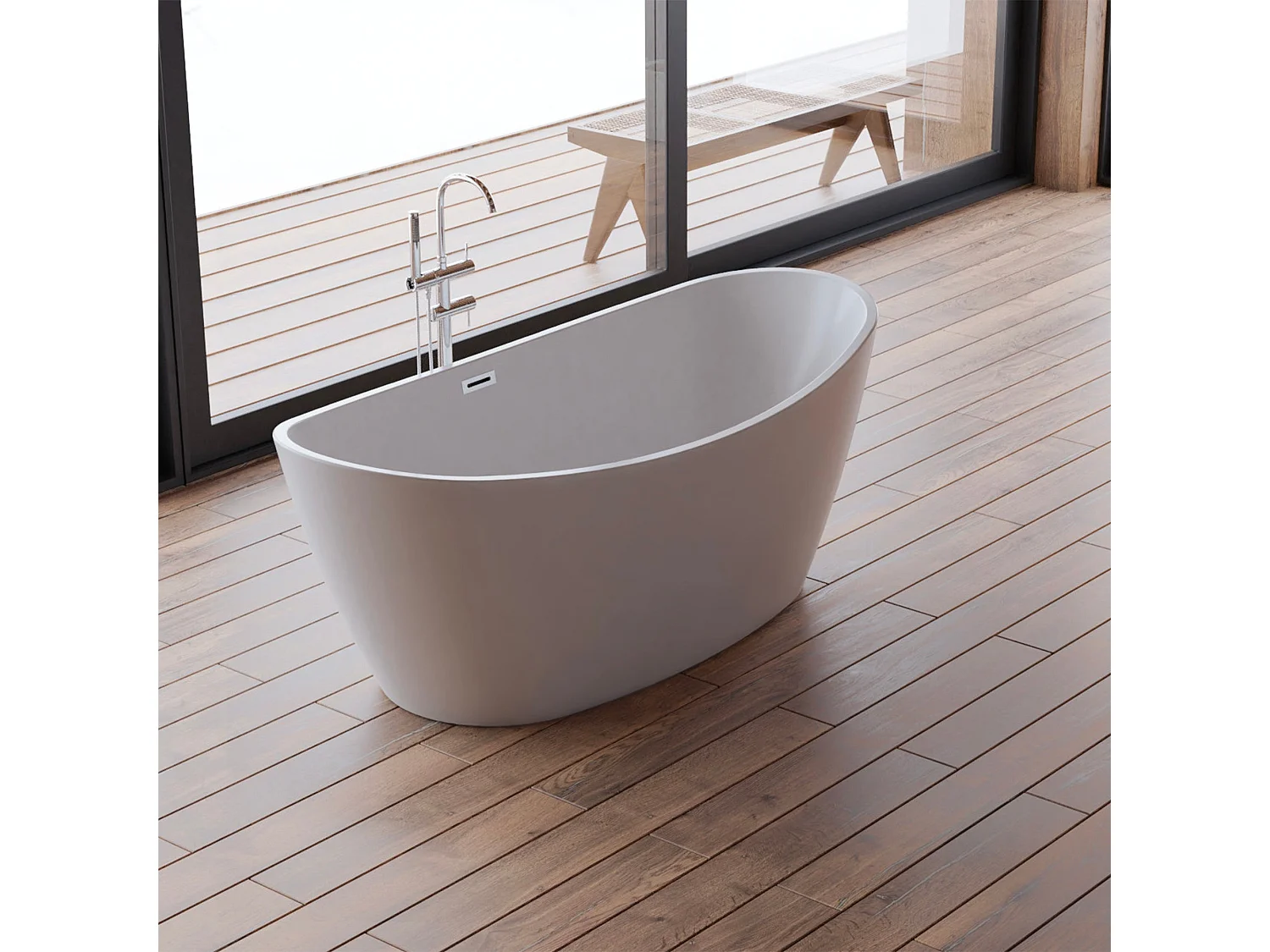 Baignoire Ilot Neroon 2.0 170 blanche 170  x80  x60  cm, by SPALINA