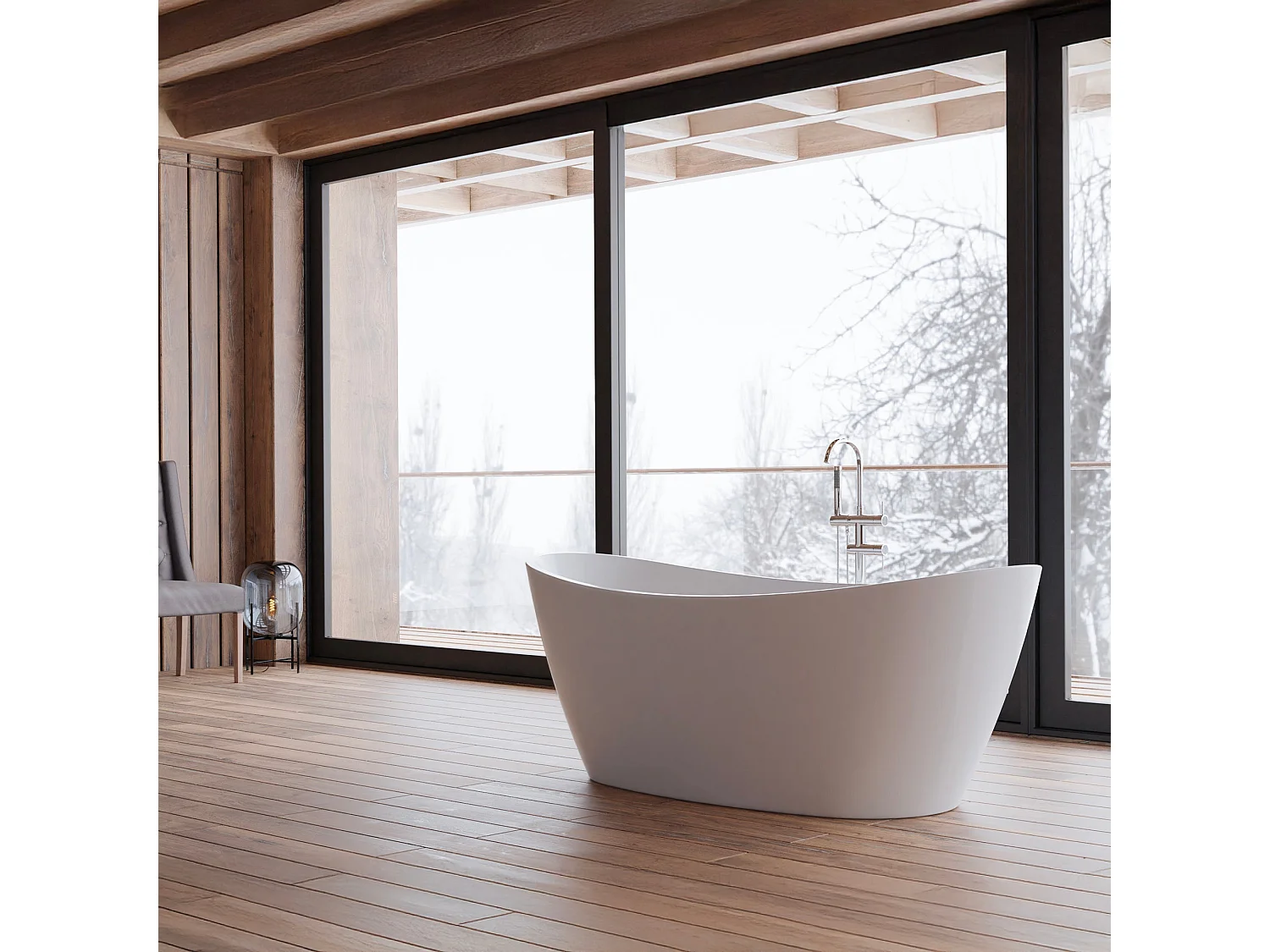 Baignoire Ilot Neroon 2.0 170 blanche 170  x80  x60  cm, by SPALINA