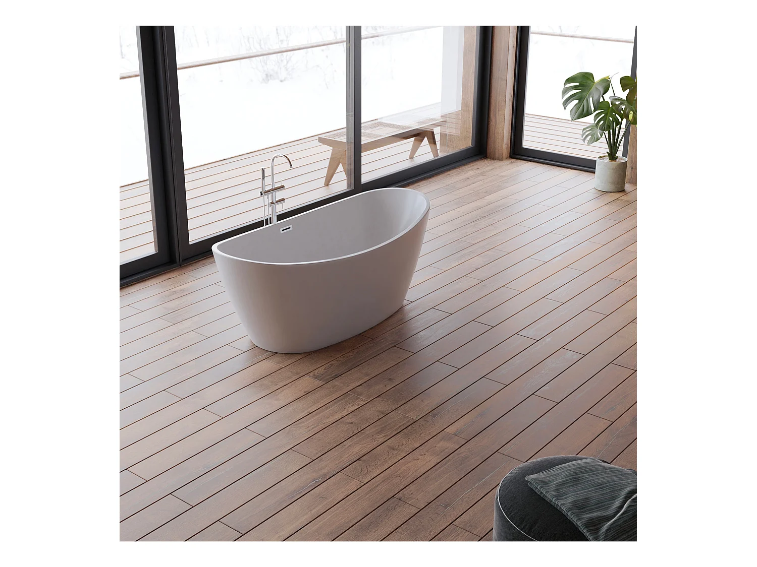 Baignoire Ilot Neroon 2.0 170 blanche 170  x80  x60  cm, by SPALINA