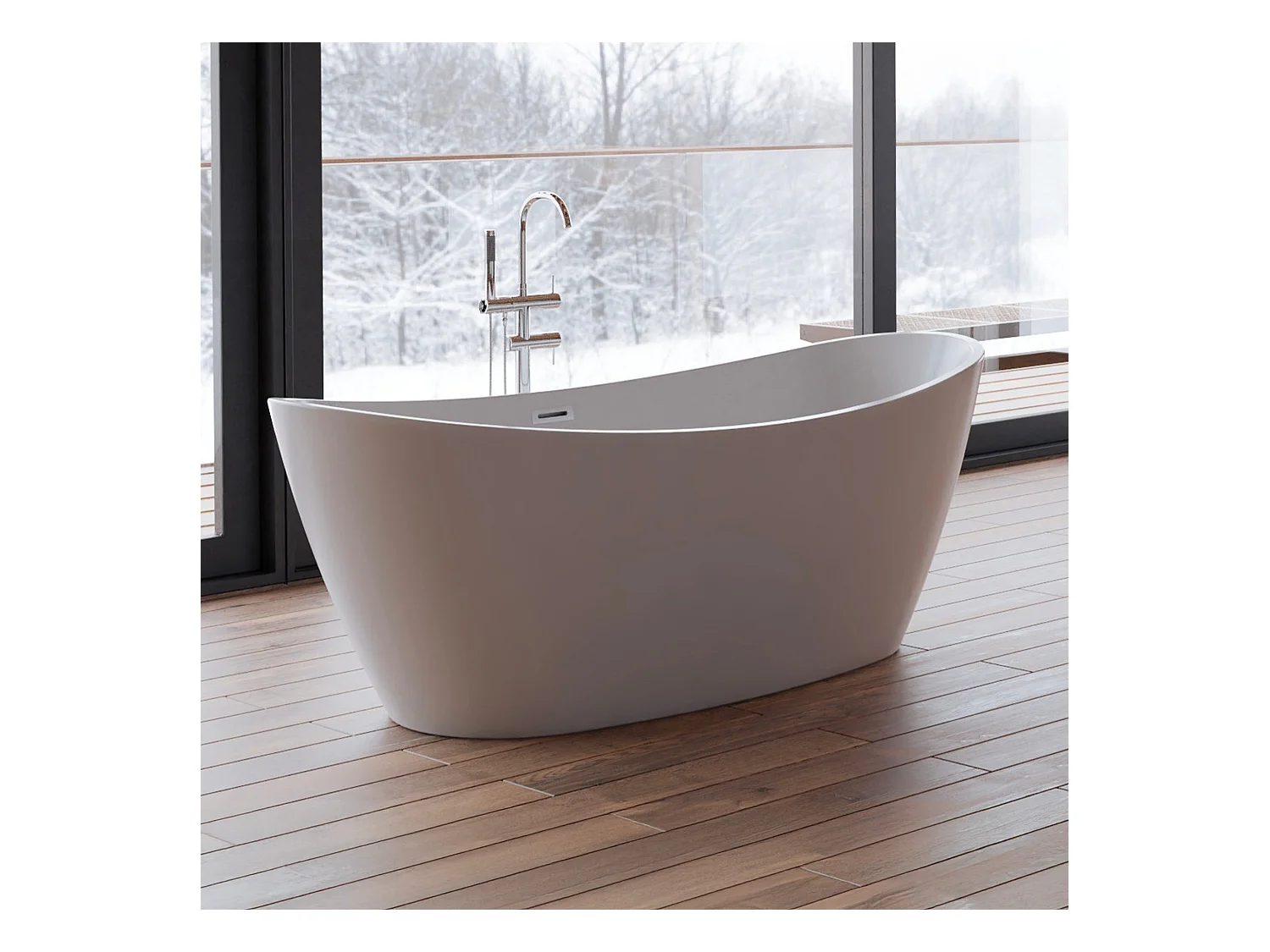 Baignoire Ilot Neroon 2.0 170 blanche 170  x80  x60  cm, by SPALINA