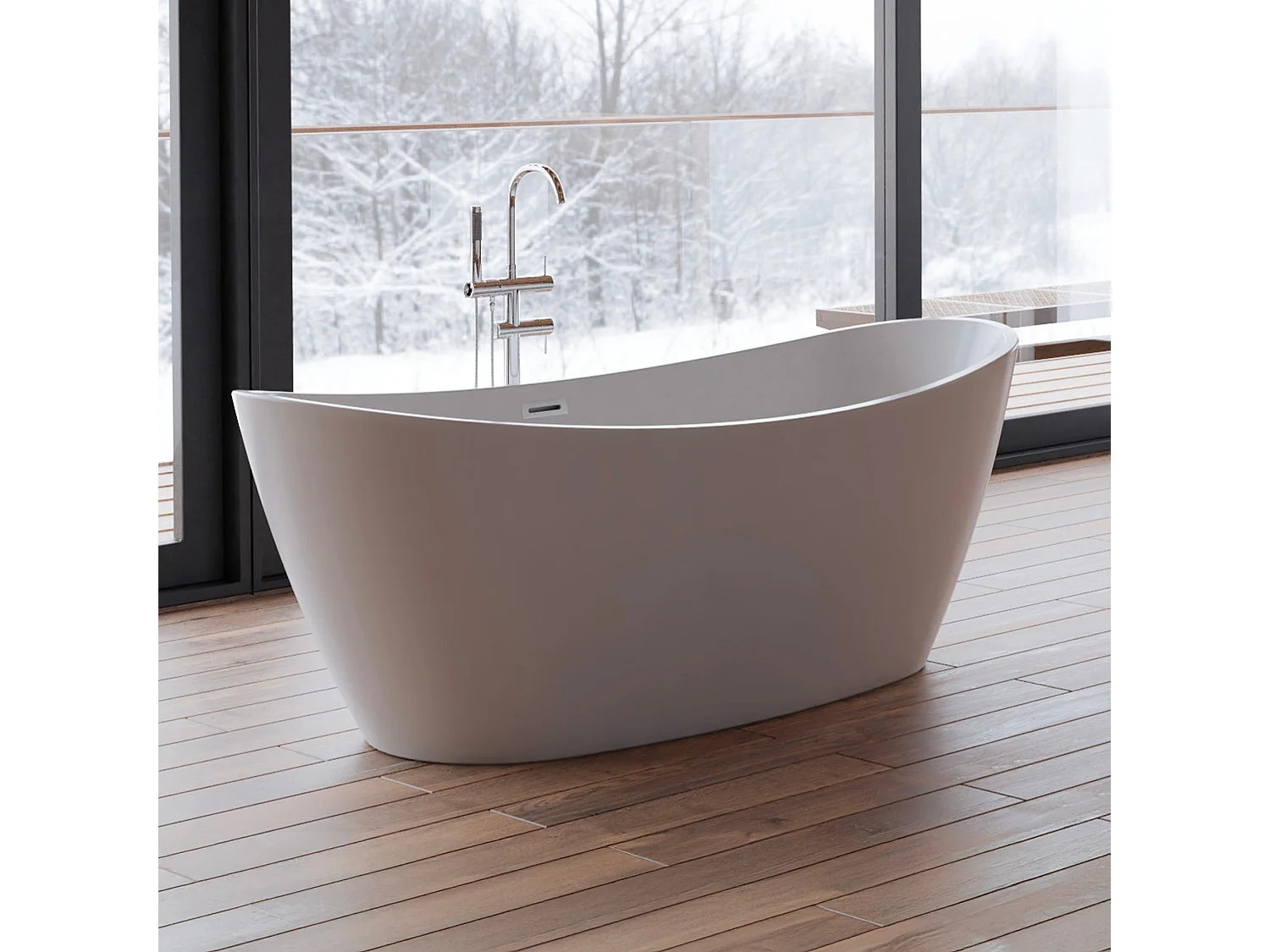 Baignoire Ilot Neroon 2.0 170 blanche 170  x80  x60  cm, by SPALINA