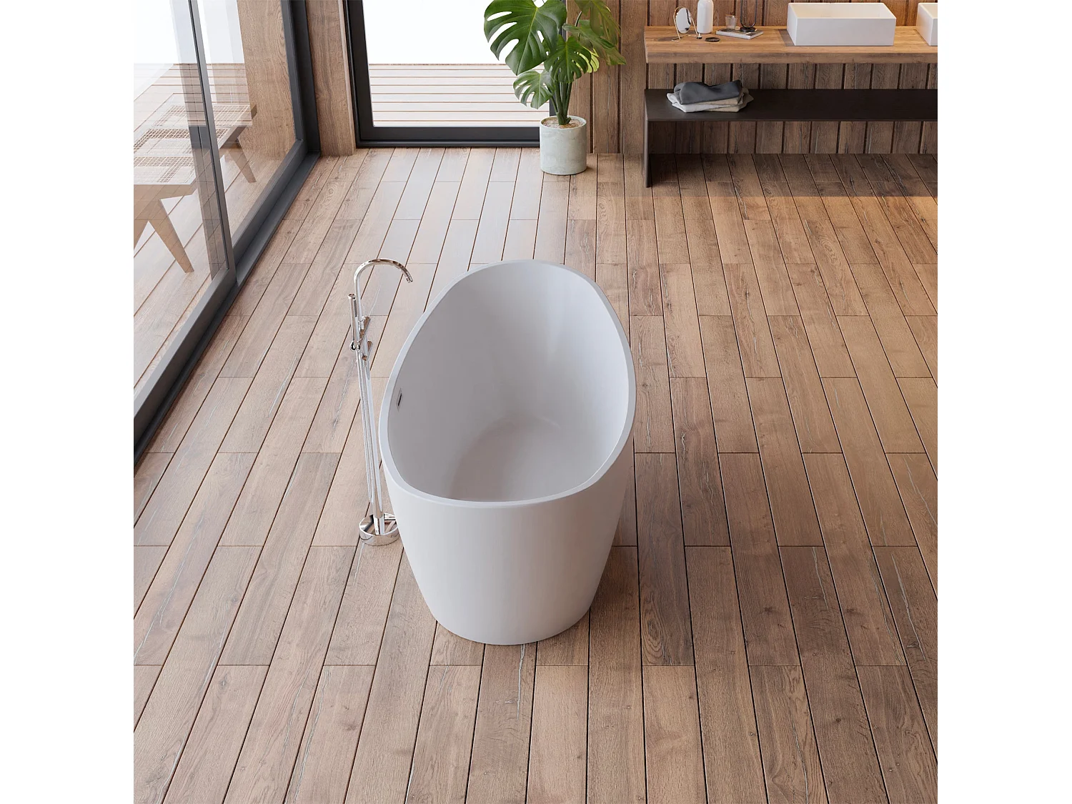 Baignoire Ilot Neroon 2.0 170 blanche 170  x80  x60  cm, by SPALINA