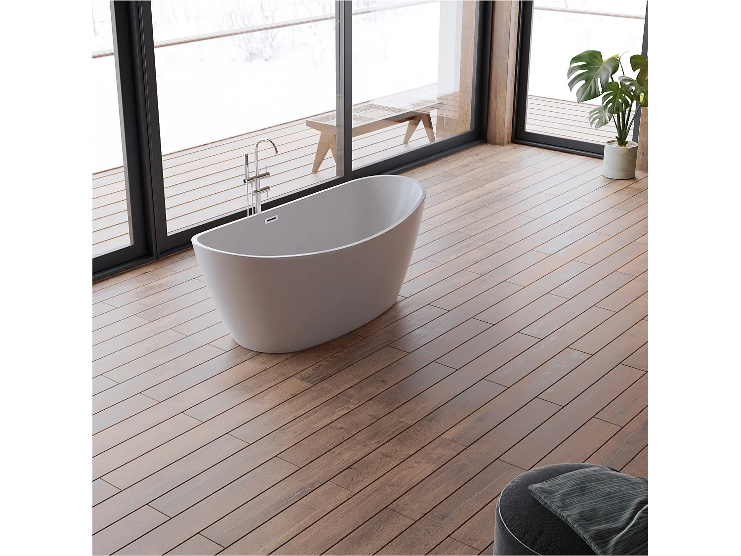 Baignoire Ilot Neroon 2.0 170 blanche 170  x80  x60  cm, by SPALINA