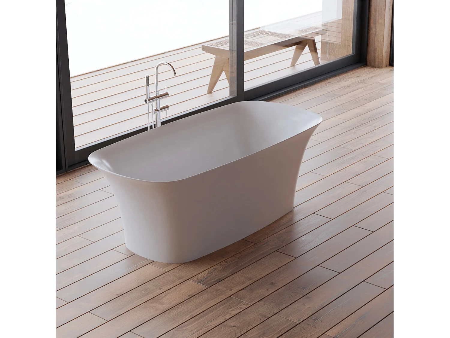 Baignoire Ilot Bliss 170 blanche 170  x80  x58  cm, by SPALINA