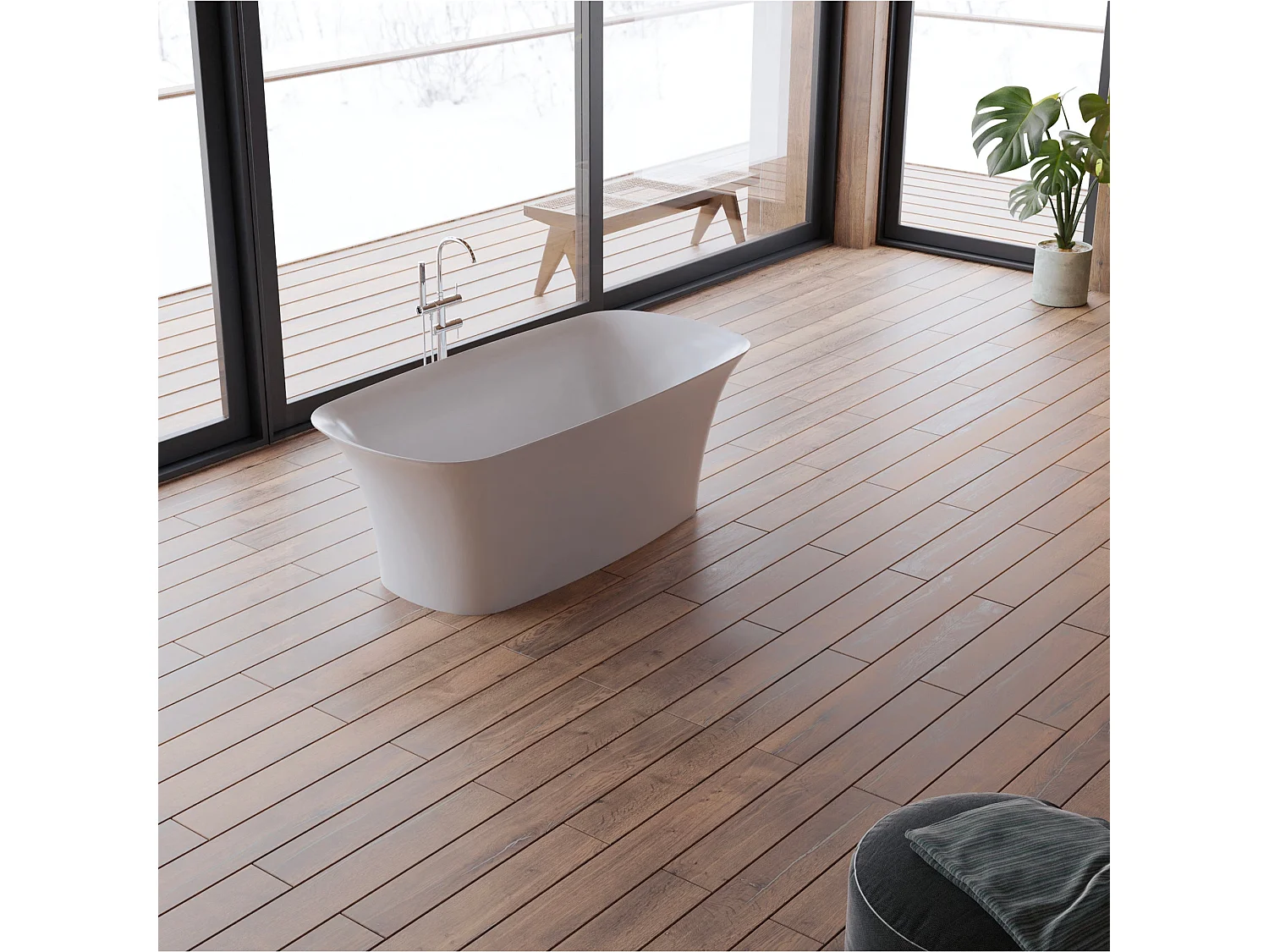 Baignoire Ilot Bliss 170 blanche 170  x80  x58  cm, by SPALINA