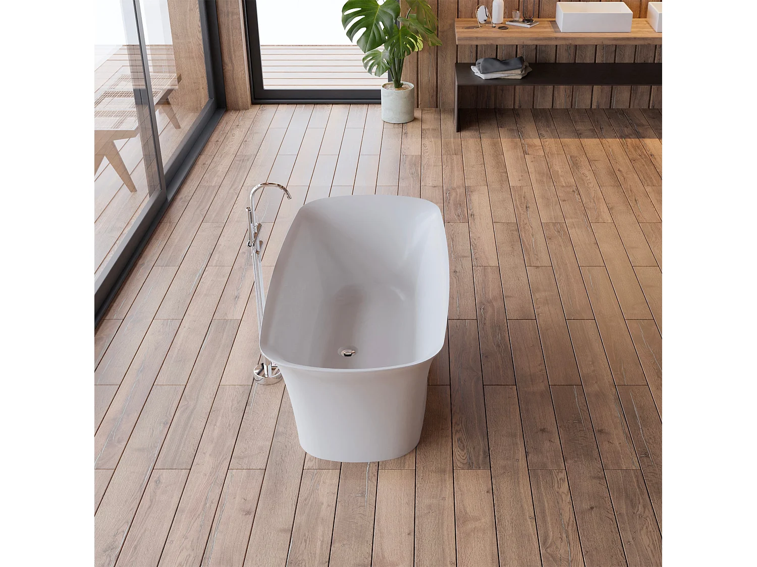 Baignoire Ilot Bliss 170 blanche 170  x80  x58  cm, by SPALINA