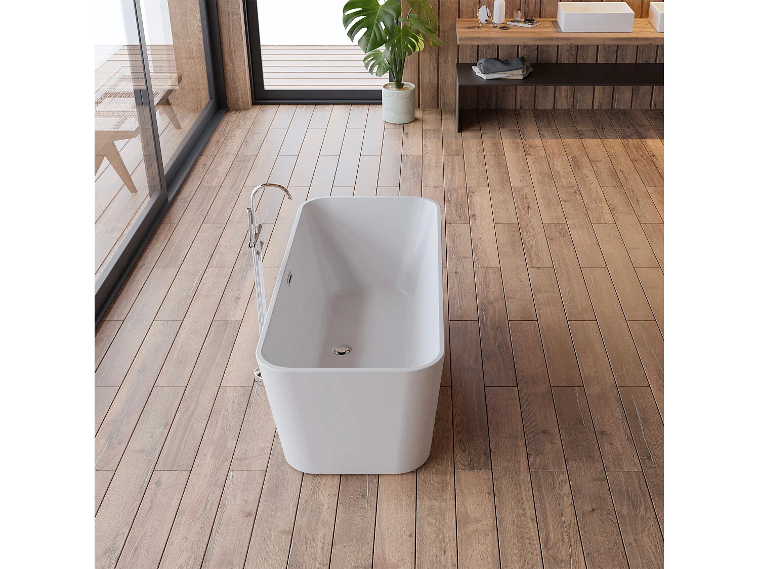 Baignoire Ilot Stellar 170 blanche 170  x75  x56  cm, by SPALINA