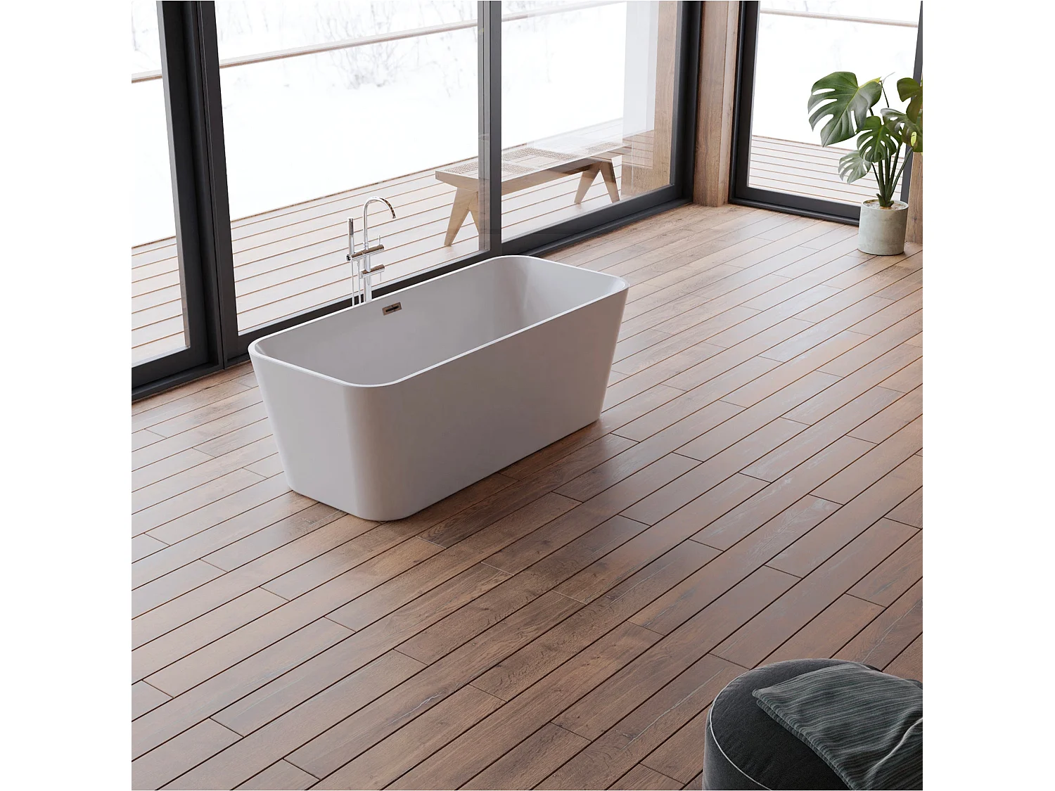 Baignoire Ilot Stellar 170 blanche 170  x75  x56  cm, by SPALINA