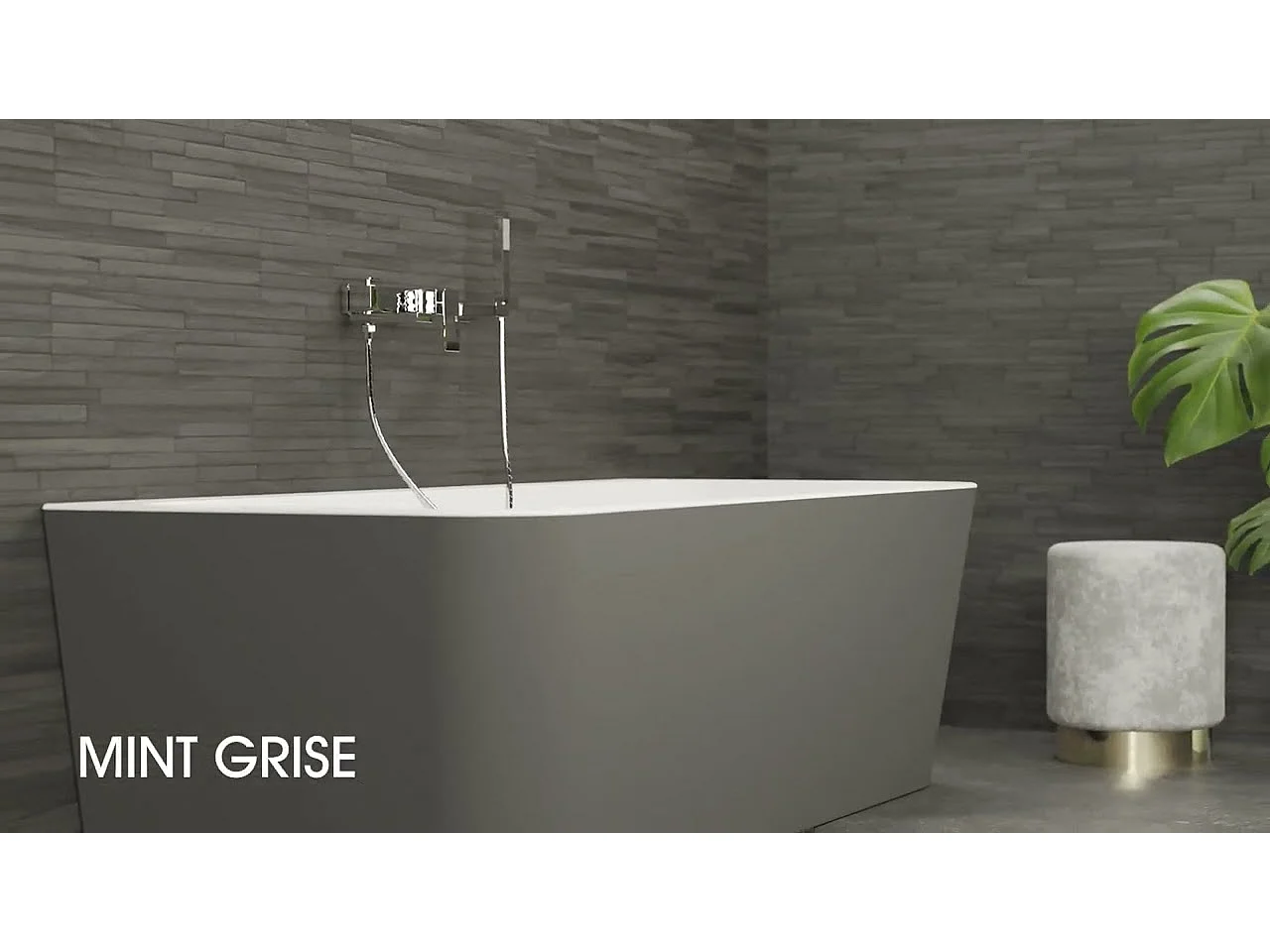 Baignoire Ilot Mint 170 grise 170  x81  x57  cm, by SPALINA