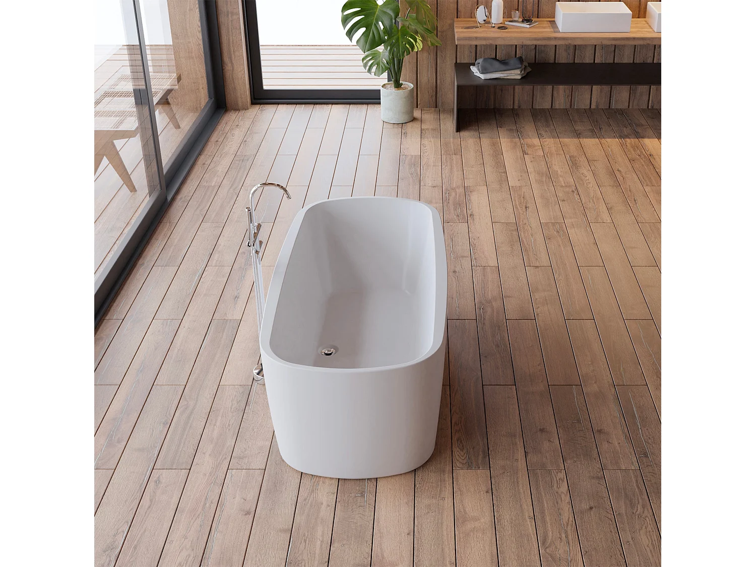 Baignoire Ilot Dune 170 blanche 170  x80  x58  cm, by SPALINA