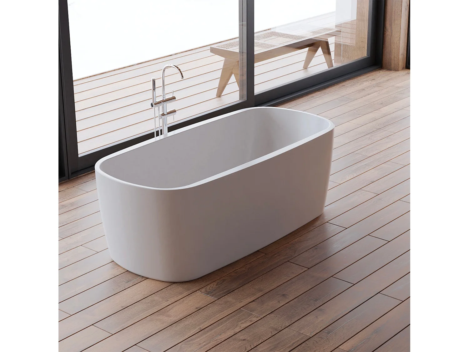 Baignoire Ilot Dune 170 blanche 170  x80  x58  cm, by SPALINA