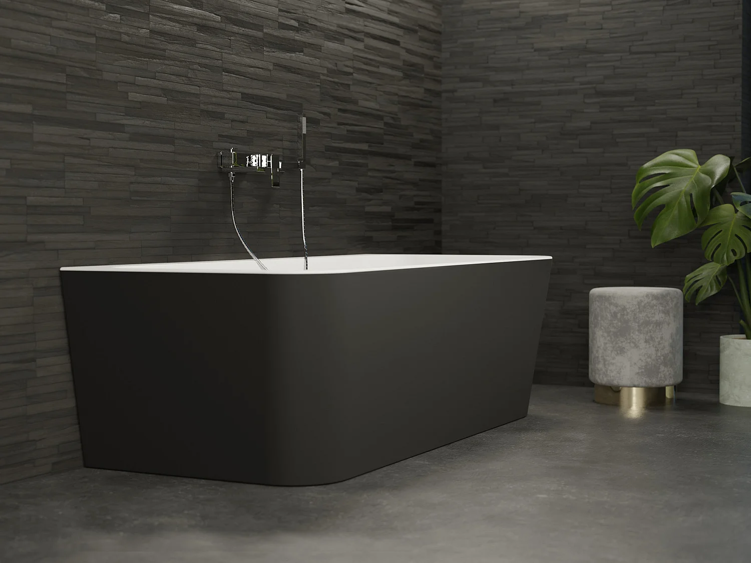 Baignoire Ilot Mint 160 noire 160  x75  x57  cm, by SPALINA