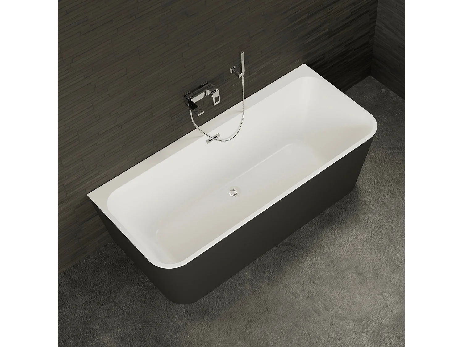 Baignoire Ilot Mint 170 noire 170  x81  x57  cm, by SPALINA