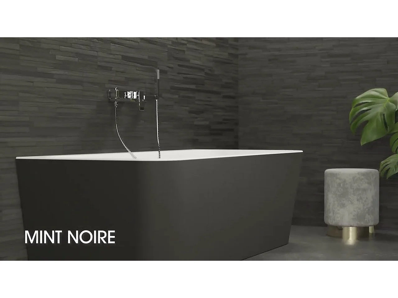 Baignoire Ilot Mint 170 noire 170  x81  x57  cm, by SPALINA