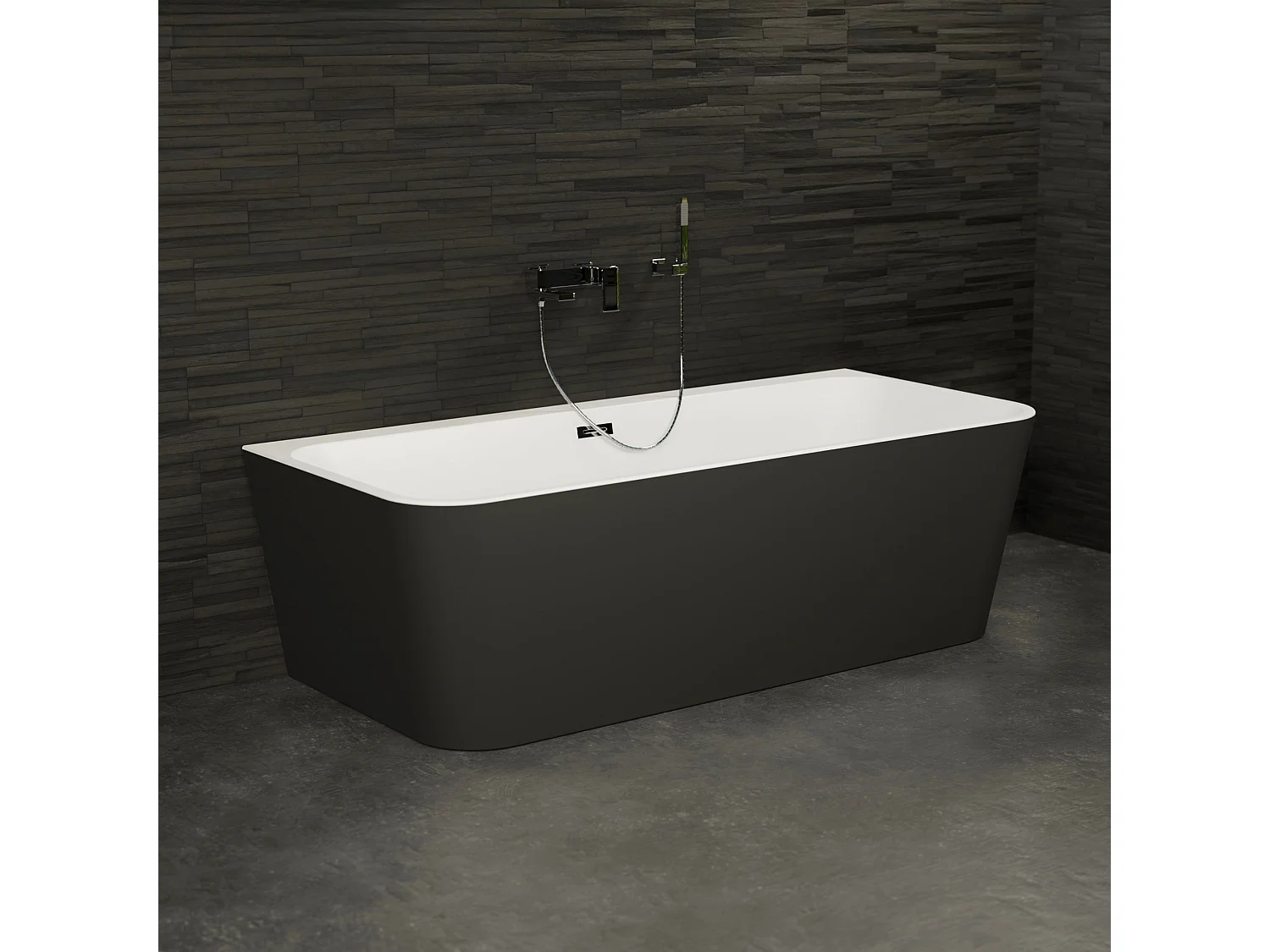 Baignoire Ilot Mint 170 noire 170 x81 x57 cm, by SPALINA