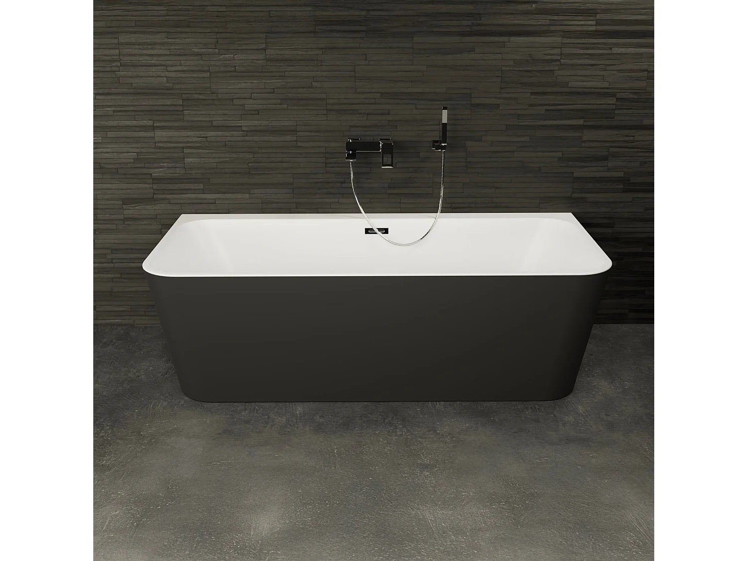 Baignoire Ilot Mint 170 noire 170 x81 x57 cm, by SPALINA