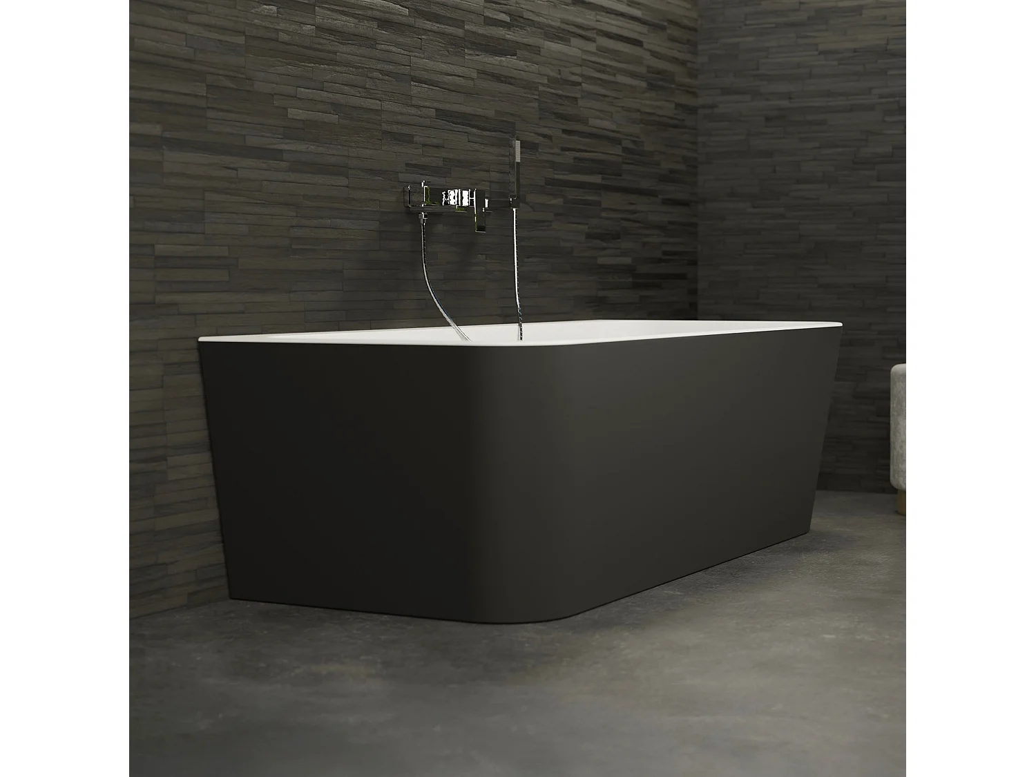 Baignoire Ilot Mint 170 noire 170 x81 x57 cm, by SPALINA