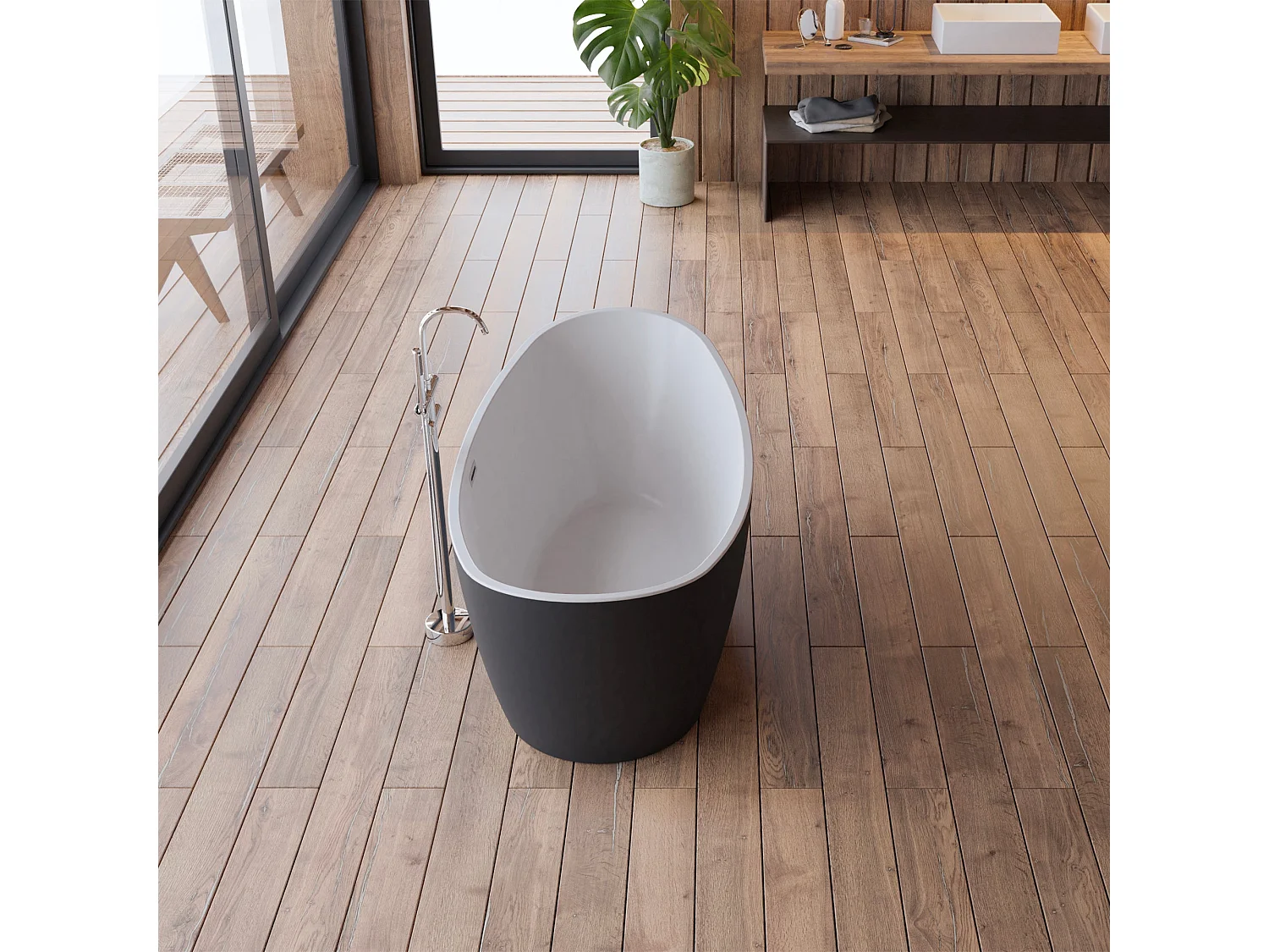 Baignoire Ilot Neroon 2.0 170 noire 170  x80  x60  cm, by SPALINA