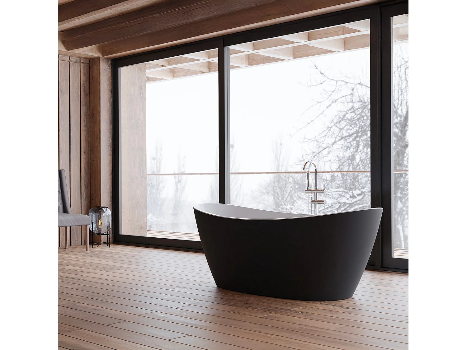 Baignoire Ilot Neroon 2.0 170 noire 170  x80  x60  cm, by SPALINA