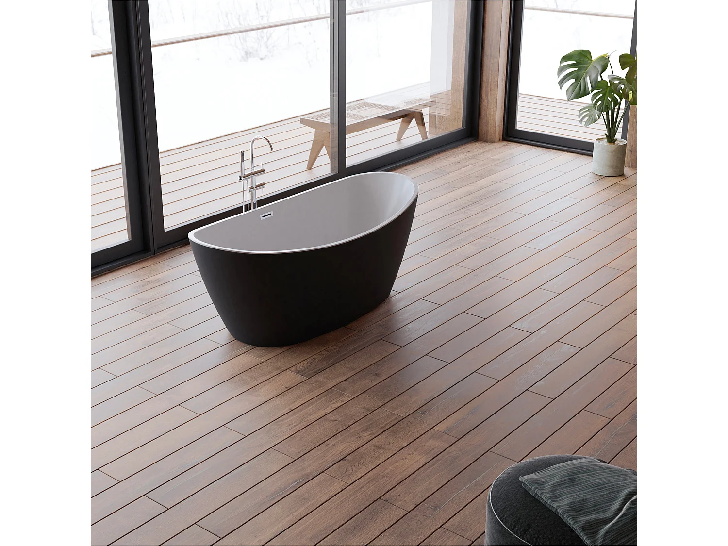 Baignoire Ilot Neroon 2.0 170 noire 170  x80  x60  cm, by SPALINA