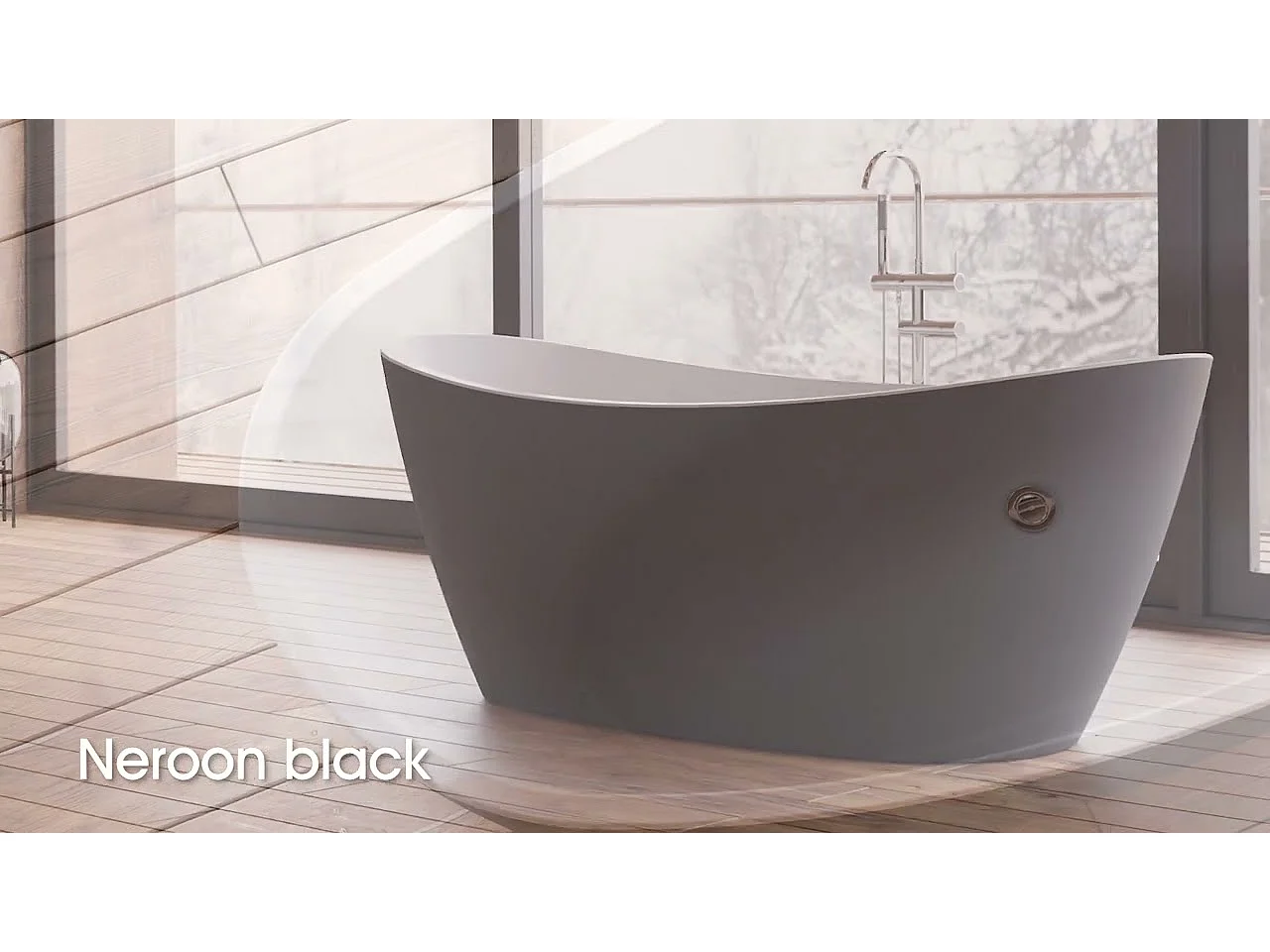 Baignoire Ilot Neroon 2.0 170 noire 170  x80  x60  cm, by SPALINA