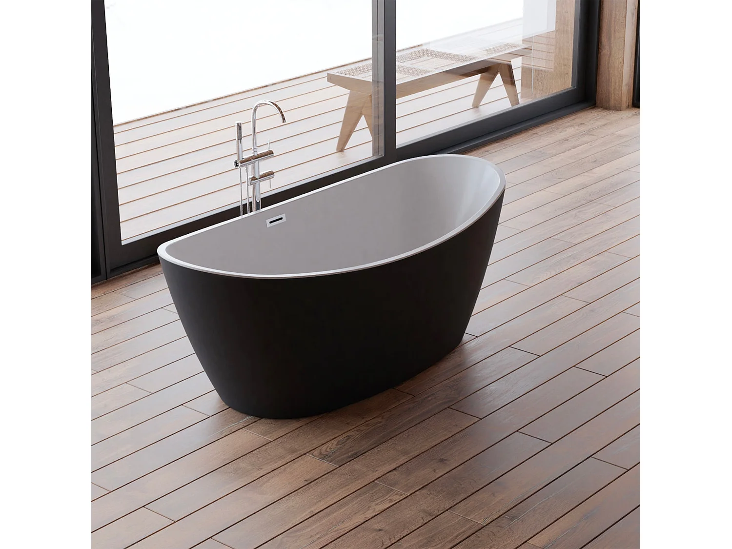 Baignoire Ilot Neroon 2.0 170 noire 170  x80  x60  cm, by SPALINA
