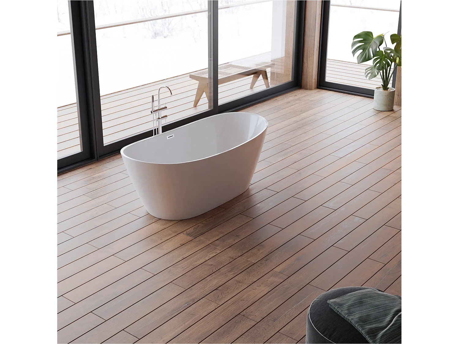 Baignoire Ilot Venecia 170 blanche 170  x80  x57  cm, by SPALINA