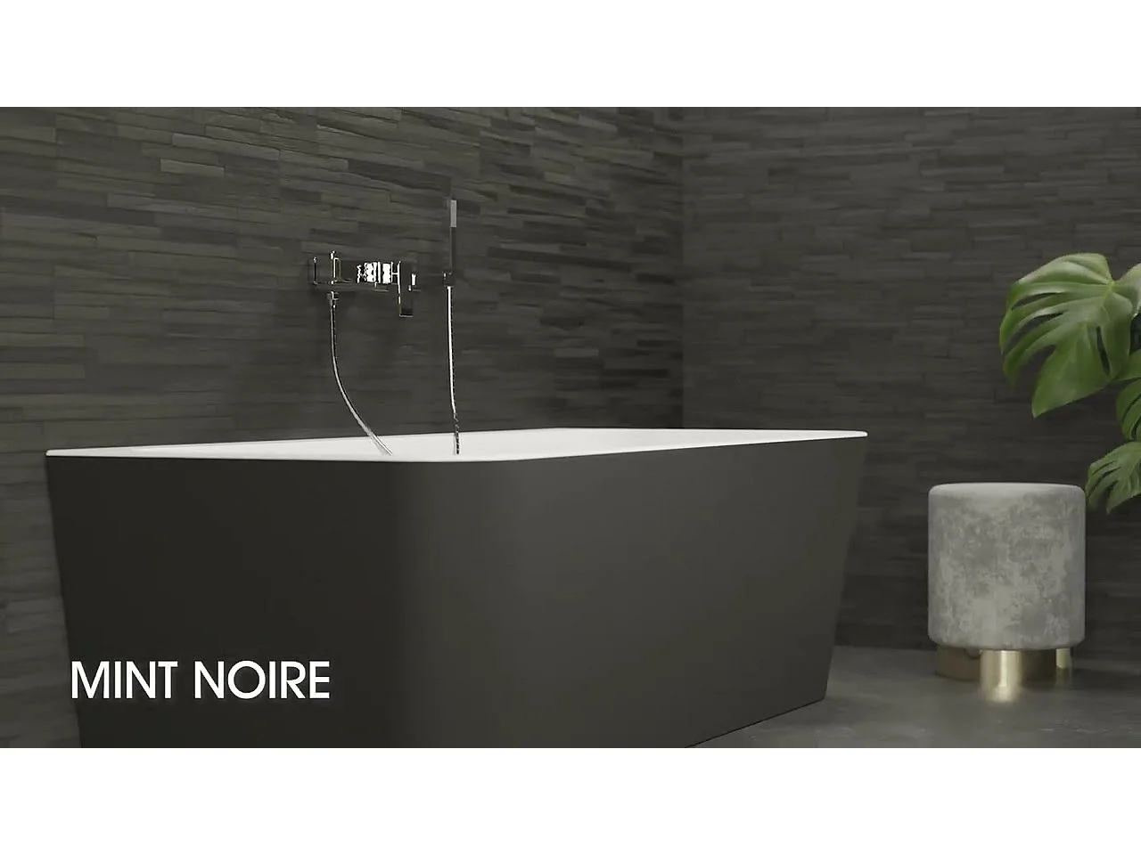 Baignoire Ilot Mint 180 noire 180  x81  x57  cm, by SPALINA