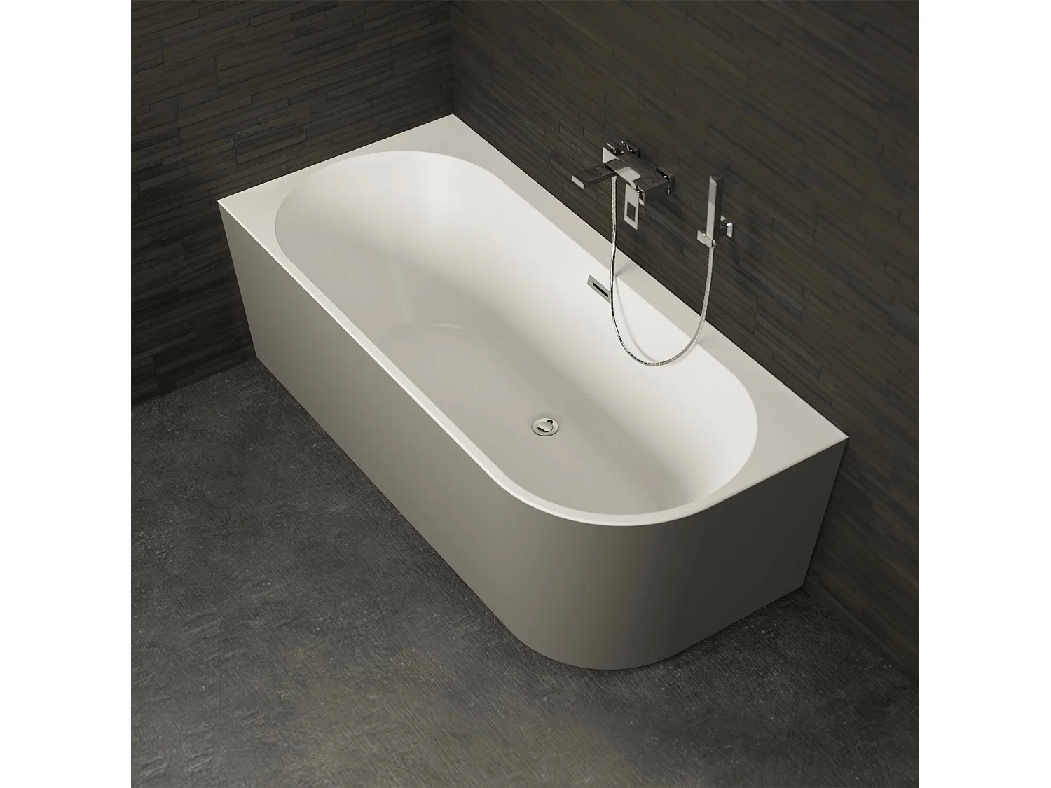 Baignoire Ilot Capri 170 gauche grise 170  x76  x58  cm, by SPALINA