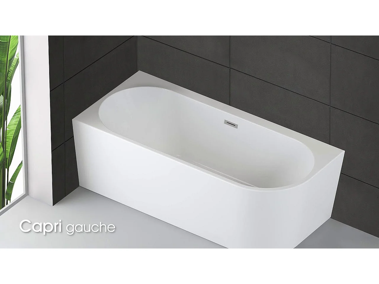 Baignoire Ilot Capri 170 gauche blanche + robinetterie chromée 170  x76  x58  cm, by SPALINA