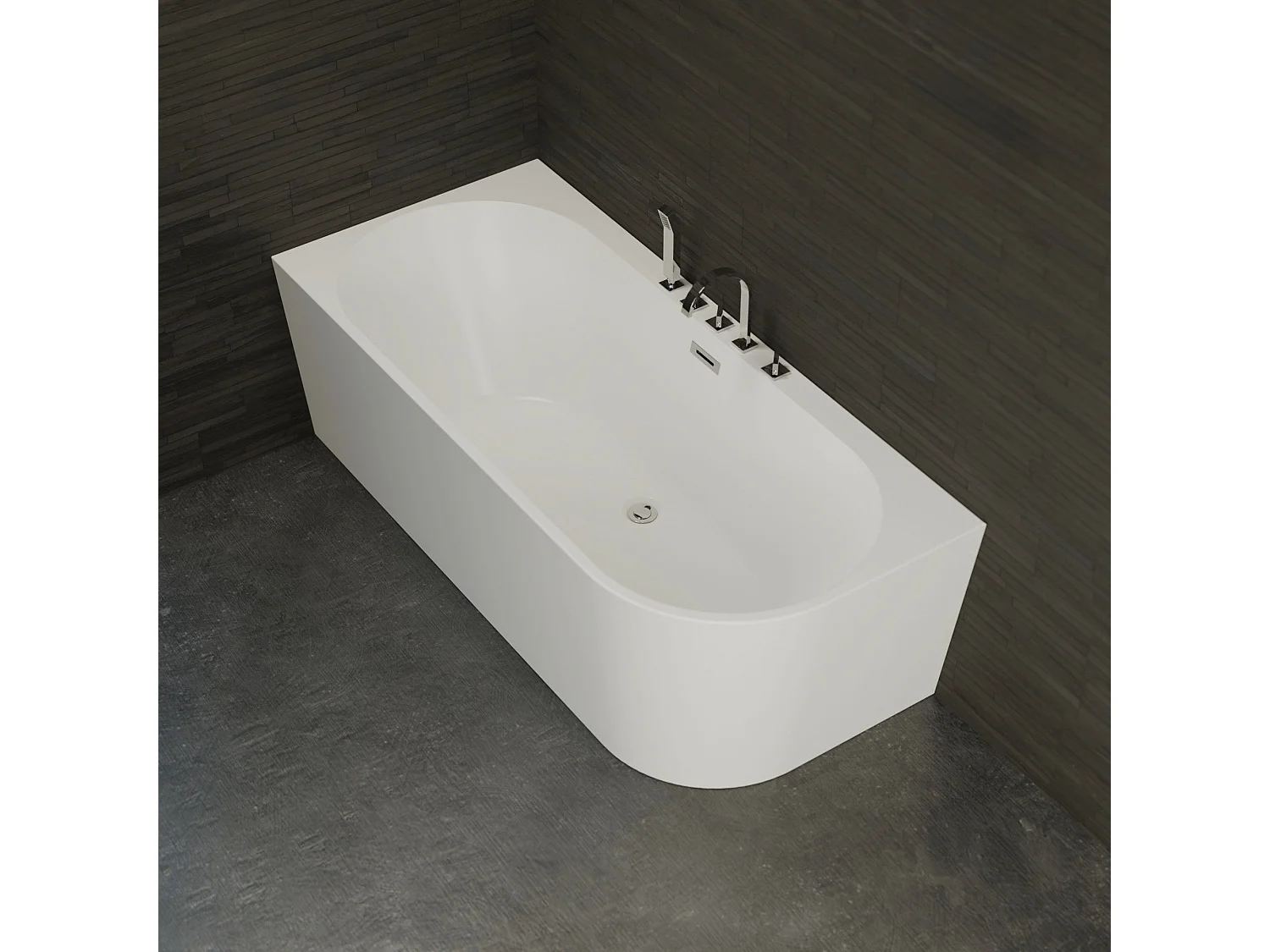 Baignoire Ilot Capri 170 gauche blanche + robinetterie chromée 170  x76  x58  cm, by SPALINA