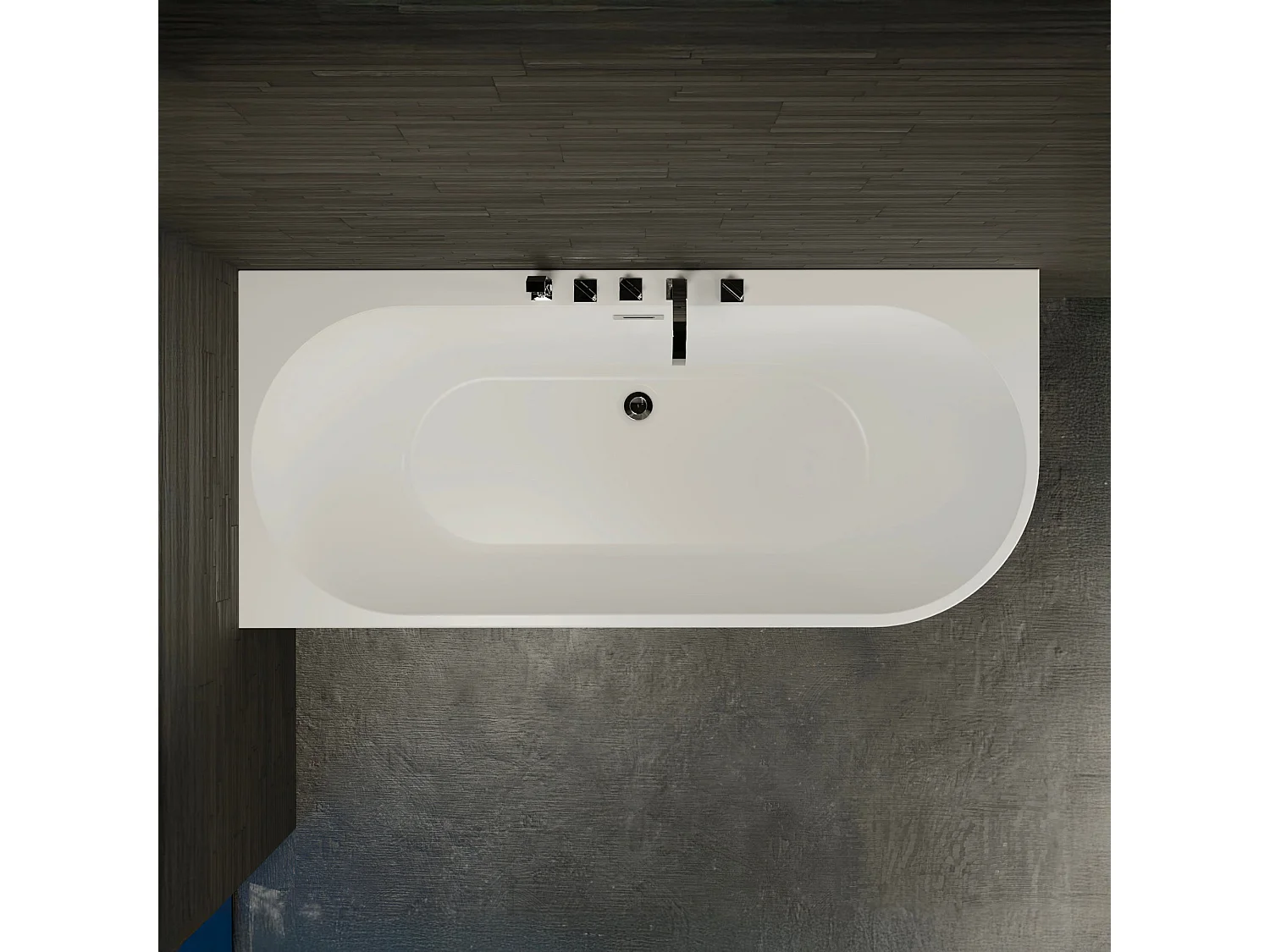 Baignoire Ilot Capri 170 gauche blanche + robinetterie chromée 170  x76  x58  cm, by SPALINA