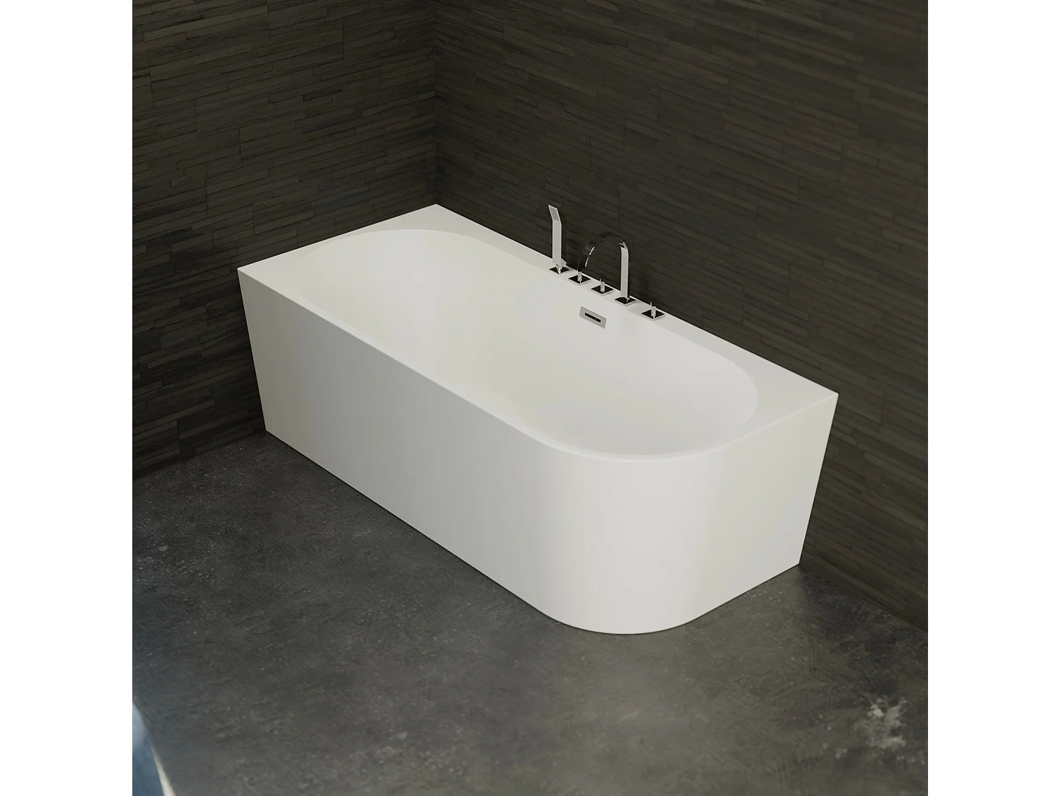 Baignoire Ilot Capri 170 gauche blanche + robinetterie chromée 170  x76  x58  cm, by SPALINA