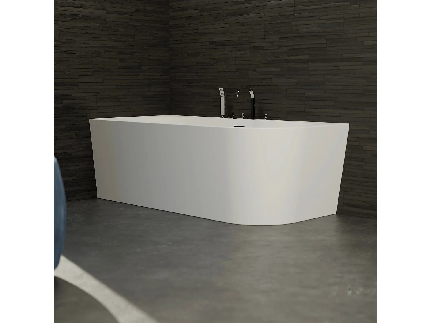 Baignoire Ilot Capri 170 gauche blanche + robinetterie chromée 170  x76  x58  cm, by SPALINA