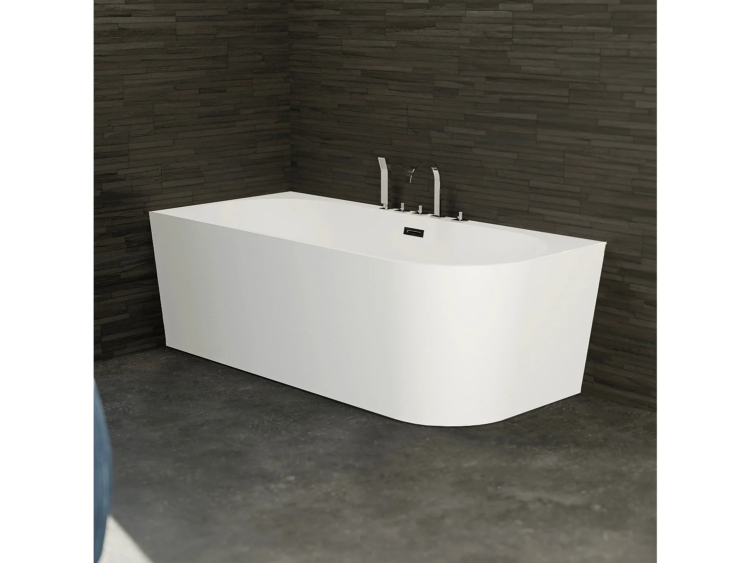 Baignoire Ilot Capri 170 gauche blanche + robinetterie chromée 170  x76  x58  cm, by SPALINA