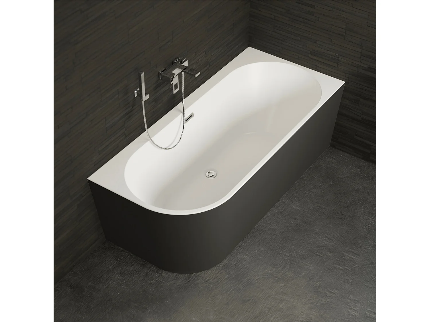 Baignoire Ilot Capri 170 droite noire 170  x76  x58  cm, by SPALINA