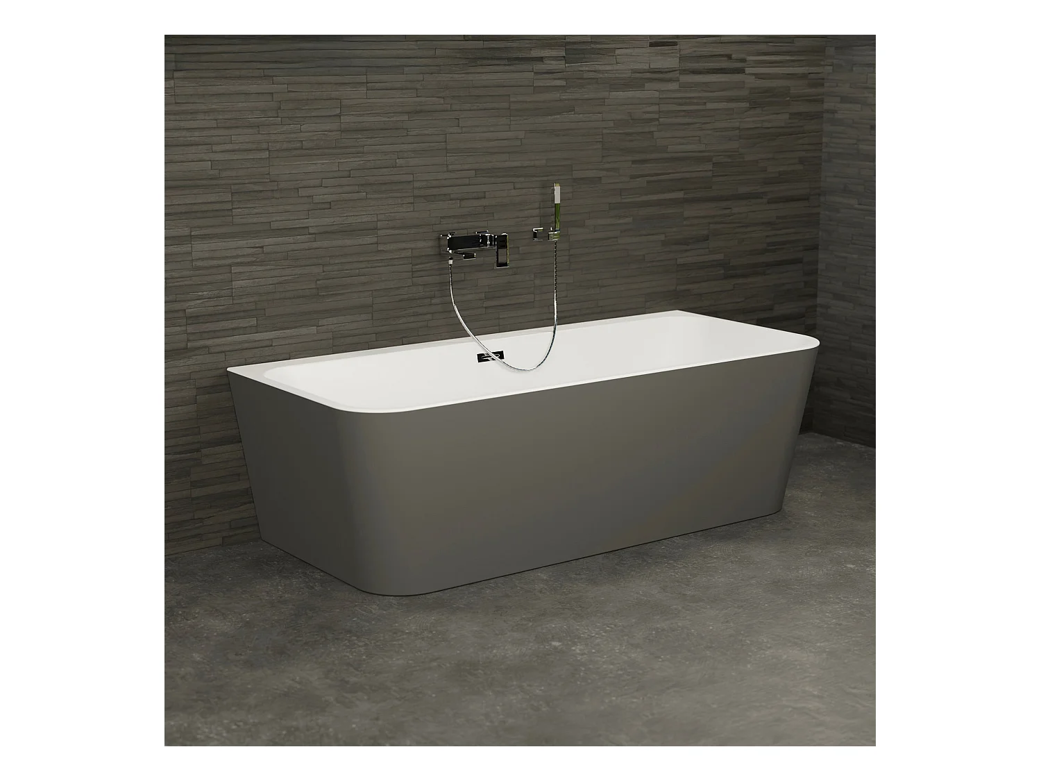 Baignoire Ilot Mint 160 grise 160  x75  x57  cm, by SPALINA