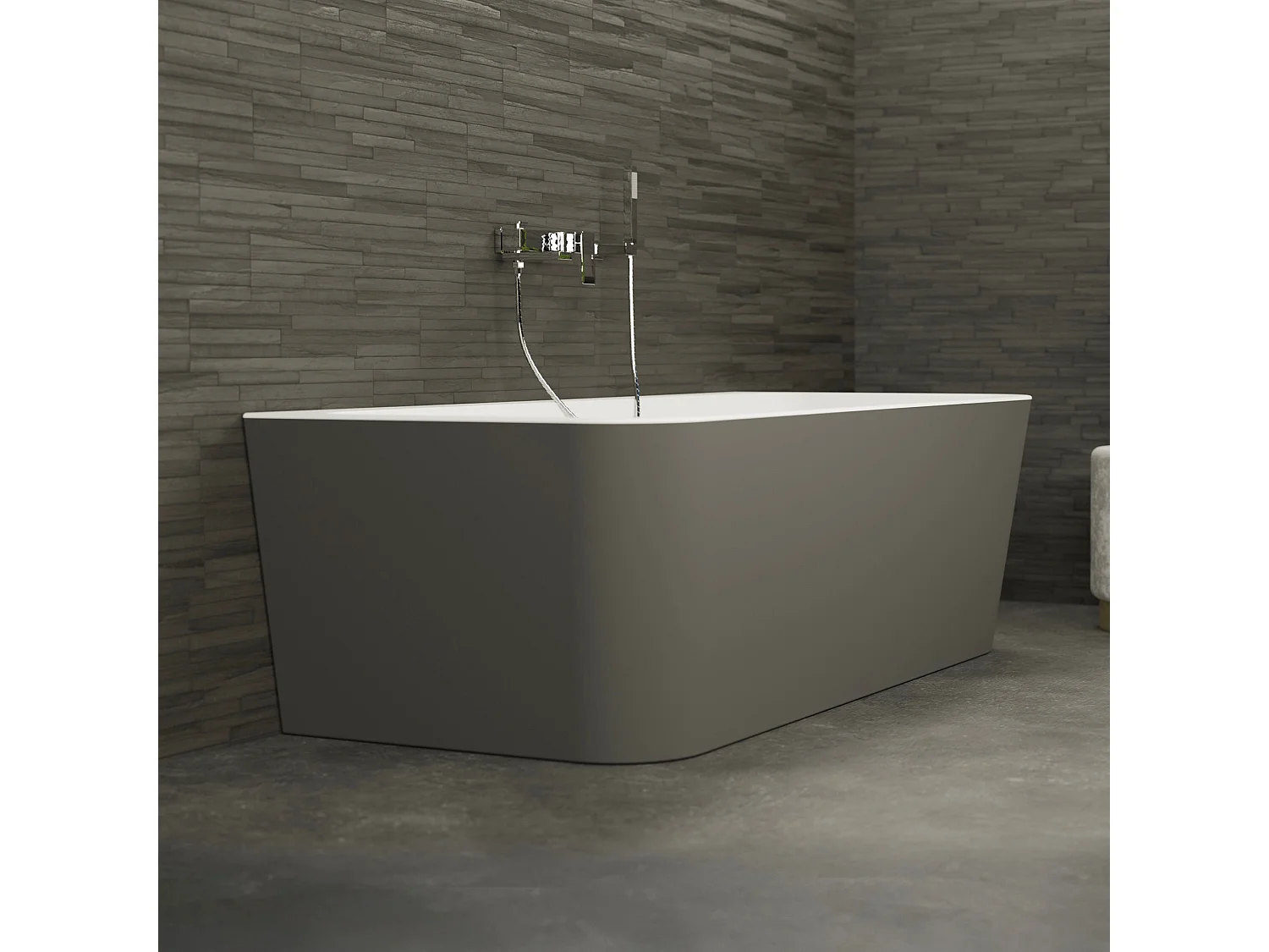 Baignoire Ilot Mint 160 grise 160 x75 x57 cm, by SPALINA